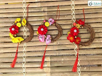 Vòng treo cửa Tết dây rừng Mai Đào Mini Decor Tết [Cute - Nhiều kiểu] PKT-TET-13